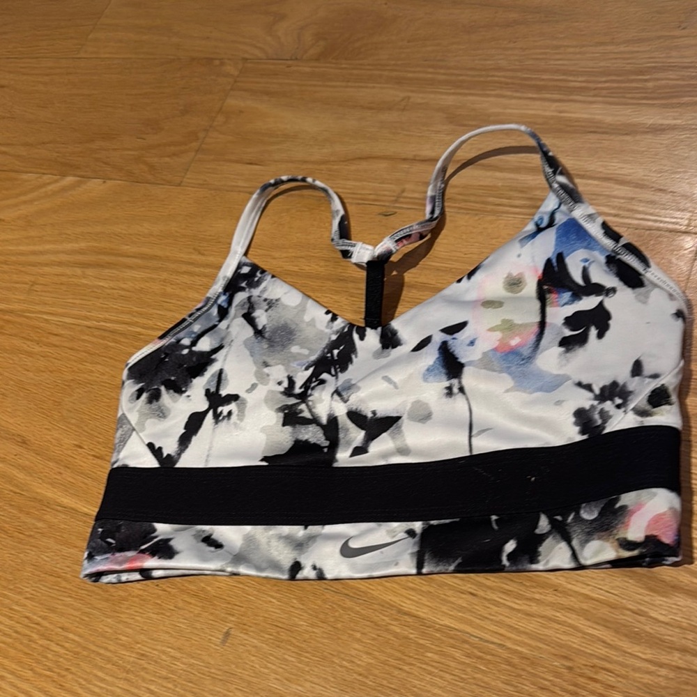 Nike Black and White Abstract Sports Bra